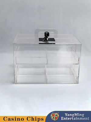 Casilla de pucker con fichas de póquer de acrílico transparente y espesado