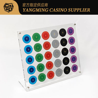 Venta al por mayor de 30 piezas de pantalla de chip transparente de acrílico para el juego de mesa de ruleta de casino