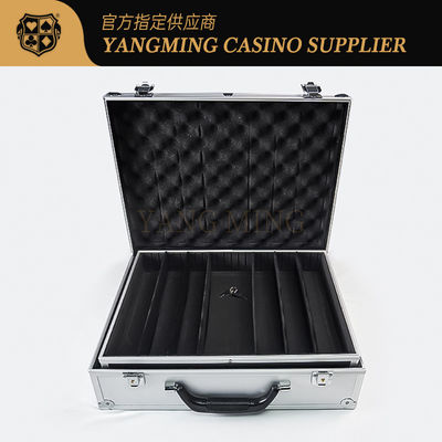 Texas Hold'em Baccarat Chips Casilla Conjunto de plata Casilla de aluminio