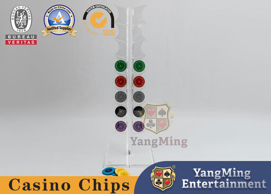 20pcs 40MM Forma redonda Poker Chips Holder Sección horizontal Completamente transparente Display de la mesa del casino de la ruleta
