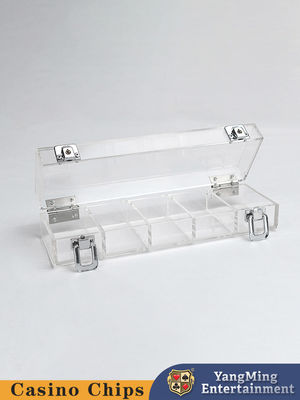 filas 100pcs 5 alrededor del póker Chips Case Full Transparent Acrylic Chips Carrier 40m m de juego plástico