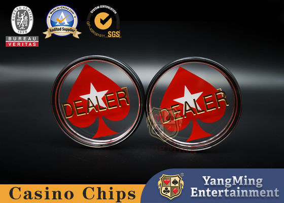 Nuevo de marca personalizado alto transparente acrílico rojo de talla de corazón distribuidor botón de código de la tarjeta de Texas Hold'em juego profesional de posicionamiento de la tarjeta punto