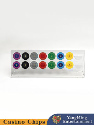 Acrílico transparente de dos capas de 16 piezas redondo con mostrador de fichas Fabricante de fichas personalizadas de ruleta de mesa de póquer con mostrador de fichas de monedas
