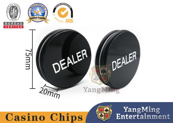 Texas Deluxe Jumbo Negro Cristal Negro y Blanco Grabación Distribuidor Botón Distribuidor de Mesa de Póquer