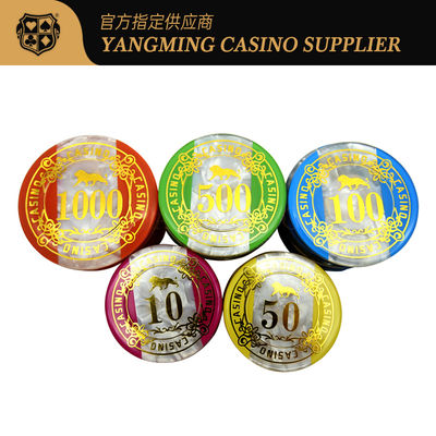 Juego de fichas de casino, póquer y bacará de alta calidad con código de triple color de acrílico