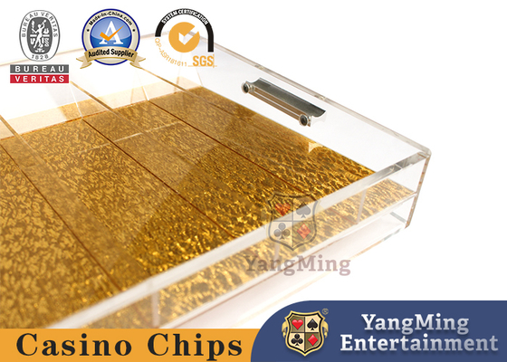 Ranura de acrílico Alto-transparente de alta calidad importada Chip Case de la rejilla de Chip Tray Poker Table Game Tabletop 9 del alambre del oro