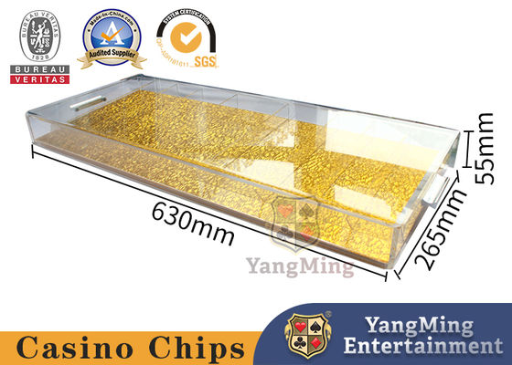 Parte inferior portátil Chip Holder plástico de acrílico del alambre del oro de Chip Tray Dragon Tiger Baccarat Table Translucent del casino