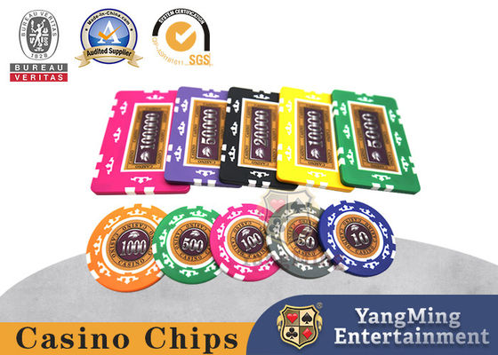 ABS Core de hierro de arcilla Texas Hold'em Chips Set para ocho coronas Casino pegatinas personalizadas