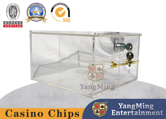 Casino de acrílico transparente bloqueable Chip Tray Portable Customizable de 2 rejillas
