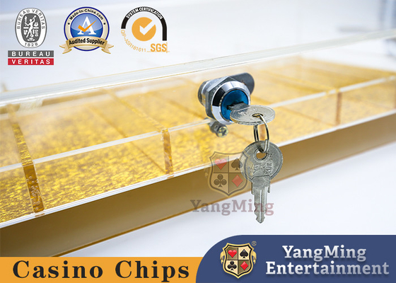 Club de Texas Hold'em de escritorio hecho a medida Acrílico con cerradura de alambre de oro bandeja de fichas de fondo