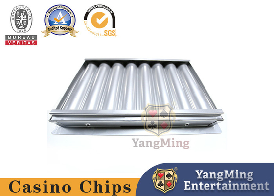 Metallic Iron Silver Single Layer Black Jack Table Chip Tray With Lock