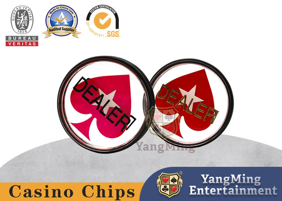 Botón de distribuidor de mesa de póquer de Texas Hold'em de doble cara tallado transparente acrílico personalizado
