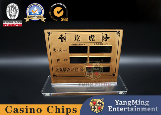 Tarjeta de visualización de juegos de póquer de Baccarat de oro acrílico translúcido